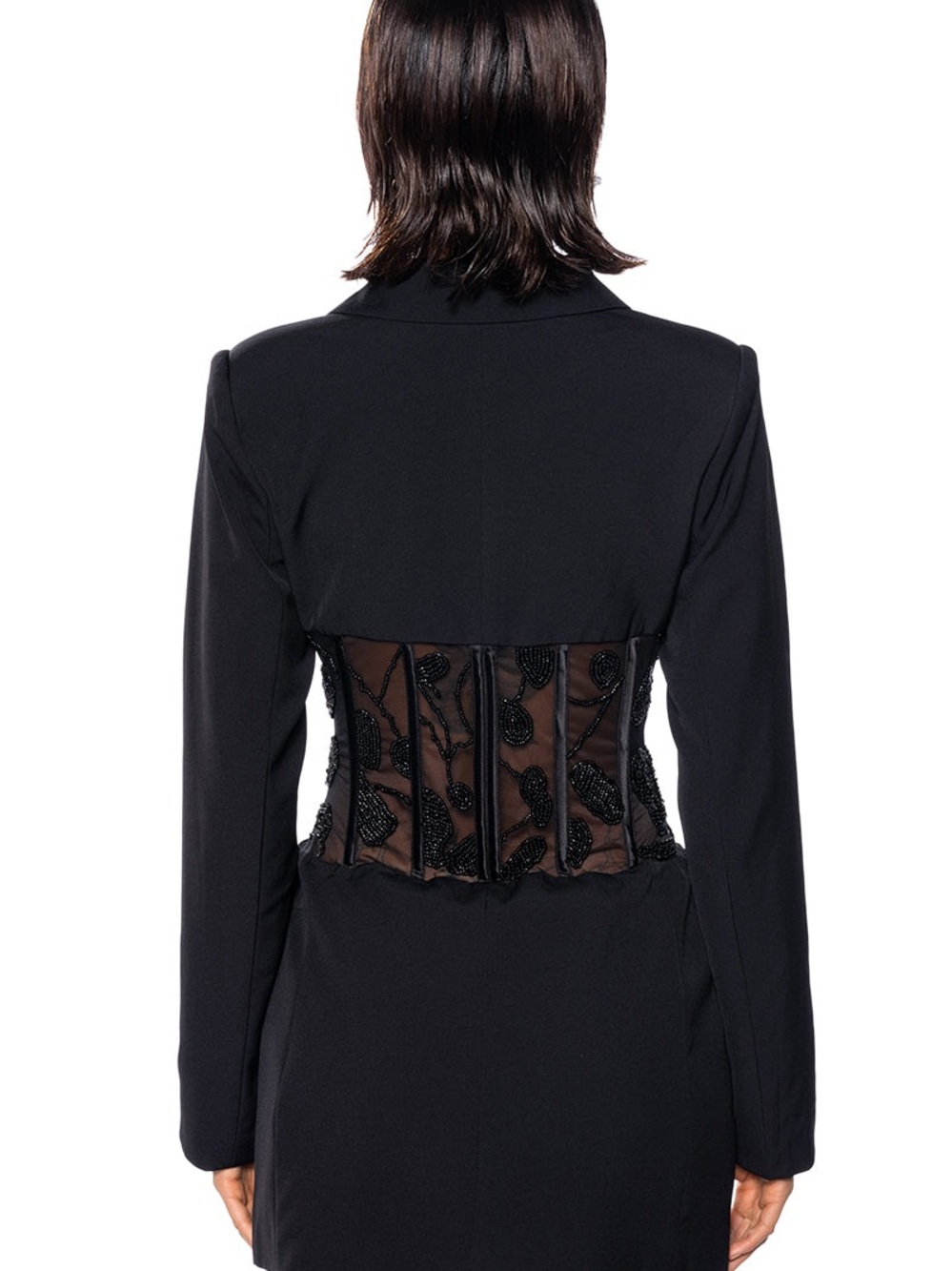 AKIRA Black Beaded Corset-Detail Blazer - Picture 9 of 10